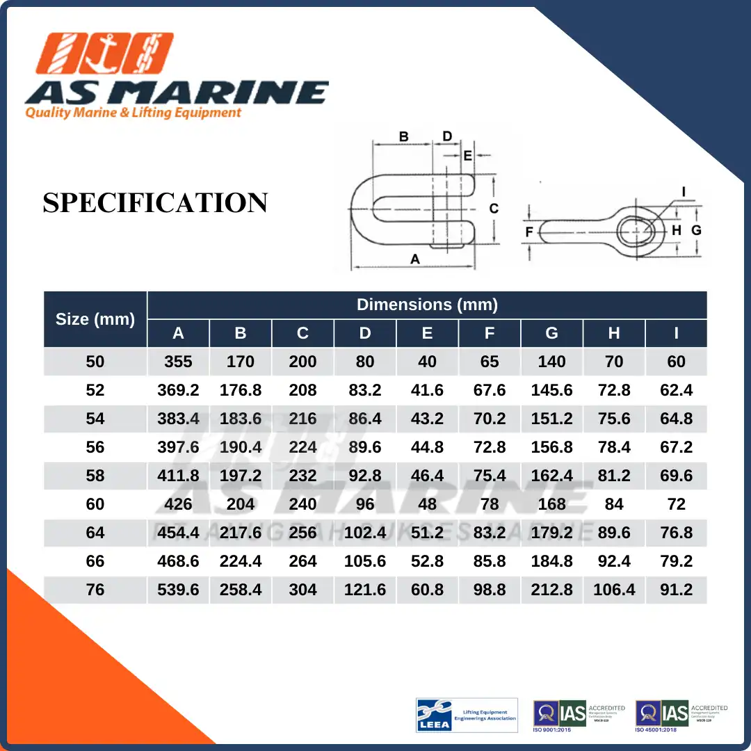 Specification Joining Shackle / Segel Rantai Jangkar